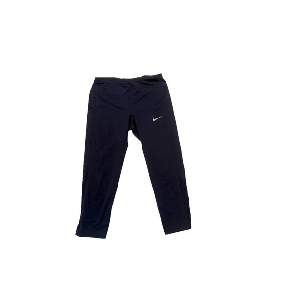 Nike Dri-Fit Running Cropped Leggings Women Medium Navy Polyester Elastic Waist - Picture 2 of 7
